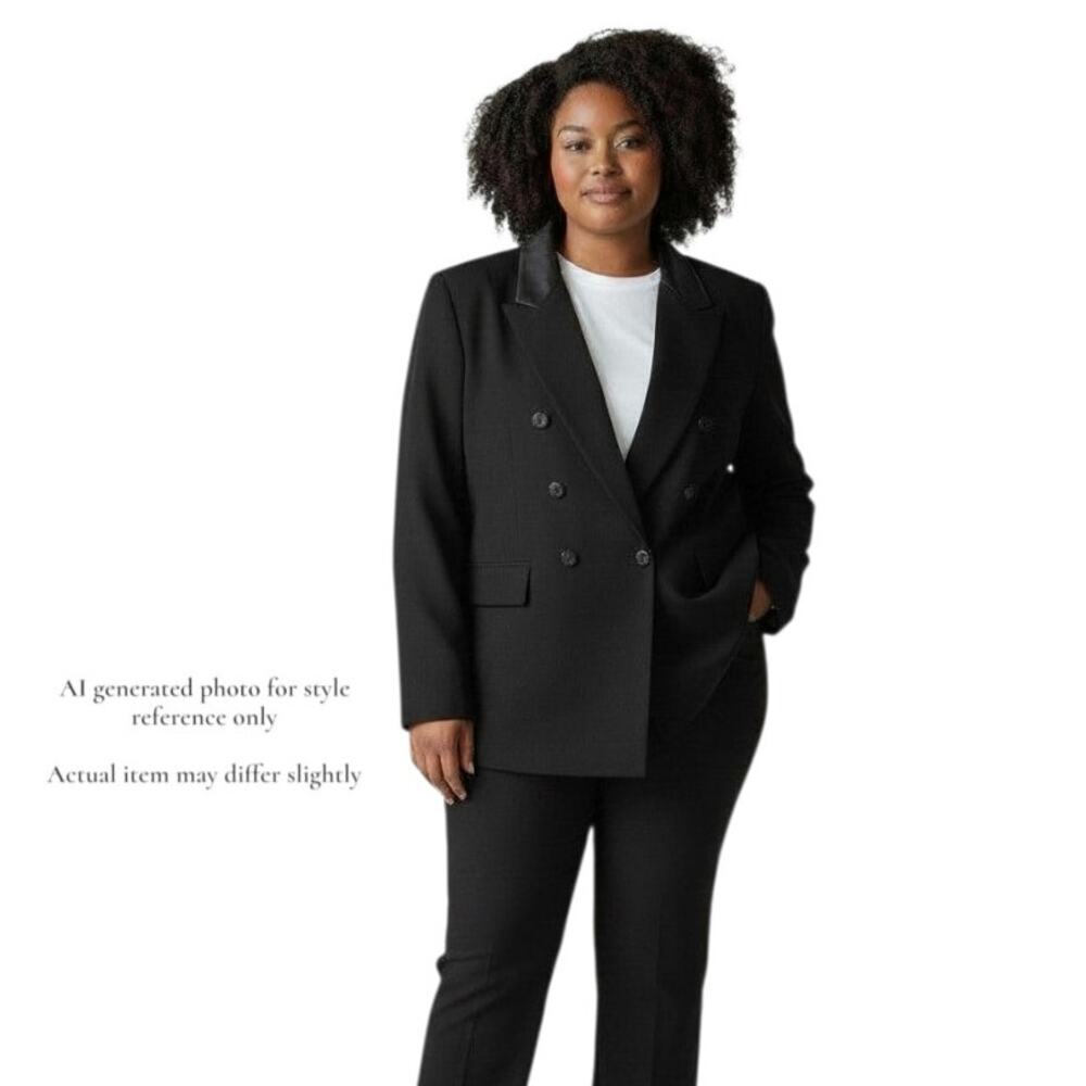 Jones New York Black Luxe Tuxedo Double Breasted Jacket Women 16 Like NEW